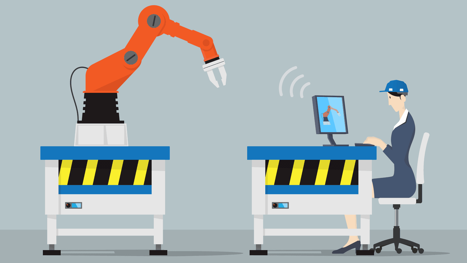 Illustration of a plant operator running plant simulations.